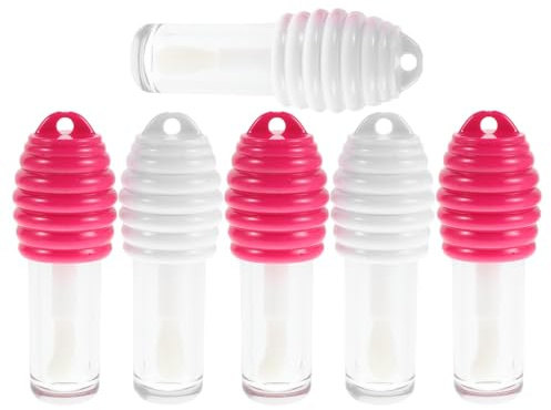 DINHEAROM Lot de 6 tubes de à lèvres rechargeables de 6 ml (0,2 oz), flacons applicateurs en forme de pot de miel, mini tubes cosmétiques créatifs pour la maison ou les petites entreprises.