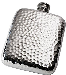 Wentworth Pewter- Hammered Pewter Cushion Pocket Flask, Spirit Flask