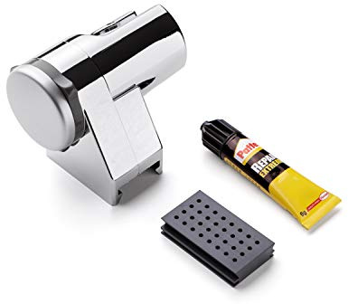 TATAY Soporte de Ducha Instalación sin Taladro con Kit Instalación | Soporte Ducha | Medidas 8x7x6.5 cm | Plástico ABS | Acabado Cromado | Incluye Kit Instalación | Pegamento y Soporte, Cromado