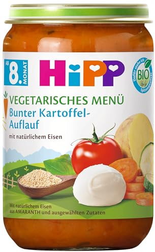 HiPP Vegetarisches Menü Bunter Kartoffel-Auflauf (6 x 220g), ab 8. Monat, mit Omega-3, mit feinen Stückchen - zum Kauenlernen, in bester Bio-Qualität