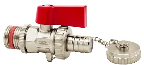 VARIOSAN KFE - Valvola a sfera per caldaia 11381, 1/2, in ottone opaco, autosigillante, cromata
