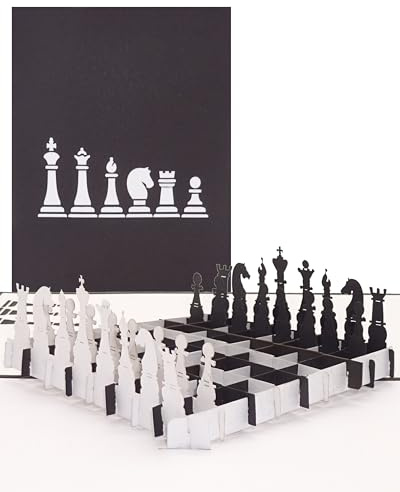 Biglietto pop-up scacchiera – biglietto di auguri 3D – come biglietto di invito per torneo di scacchi, biglietto di ringraziamento e biglietto di pensione