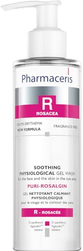 Pharmaceris R Puri-Rosalgin, Augen- und Gesichtsreiniger, Gesichtswaschgel für Rosacea-Haut, Physiologisches Gel, Reiniger für Empfindliche und Allergische Haut, D-Panthenol - 200 ml