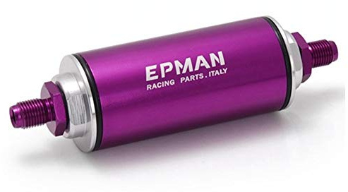 EPMAN Racingfärdigt inline bränslefilter AN6 med 100 mikronelement Lila
