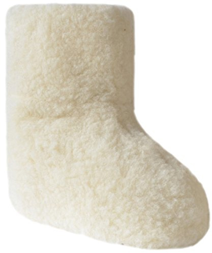 SamWo, 100% reine Schafwolle Hausschuhe Wollhausschuhe Fußwärmer Hüttenschuhe Stiefel natur, FW 47-48 w Pr