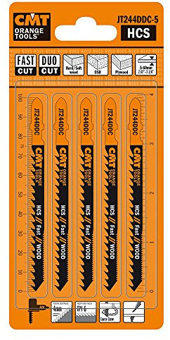 CMT JT244DDC-5 Set di 5 Lame per Seghetti Alternativi per Legno, Arancione/Nero