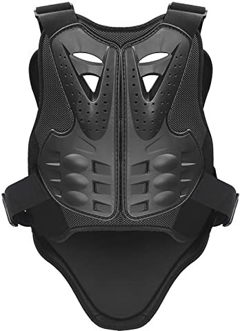 PELLOR Sports Chest Back Spine Chest Protector Vest Anti-Fall Motorcycle Protective Gear Motocross Dirt Bike Body Guard Vest for Cycling Skiing Riding Skateboarding Black