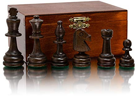 Klassisches Staunton Chess Pieces NO.4 in Mahagoni Box | Master of Chess | Gewichtete nur Schachfiguren Holz - Handgemachtes Championship Chess Set Ohne Schach Brett