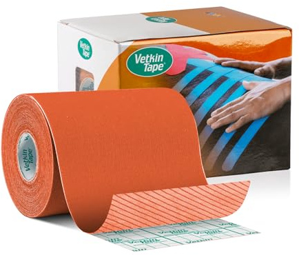 VETKIN VetkinTape Kinesiologie Tape für Tiere - (10cm*5m) | 1 Rolle Kinesiotape für Pferde und Hunde | Latexfrei | 25%+ stärkere Acryl-Klebeschicht (Orange)