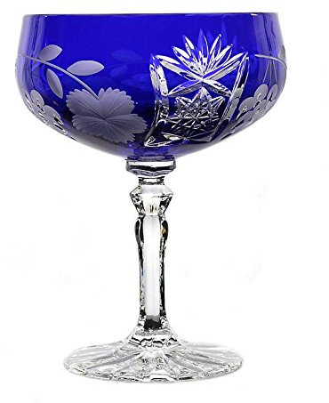 Sektschale Cocktailschale Champagnerschale Traube 200 ml Blau Handgeschliffen Kristallglas