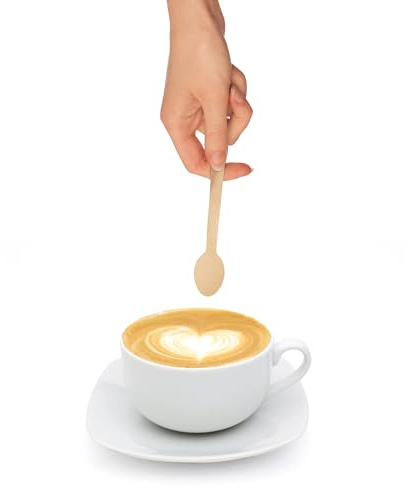 We Can Source It Ltd - Wooden Tea Spoons - Birchwood Cutlery Set with Smooth Finish — Ideal for Hot and Cold Drinks – Great for Parties, BBQs, Picnics, Catering and Events - Pack of 100