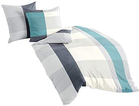 Bierbaum Bed linen 4643, maco satin, made in Germany, ocean 15, 135 x 200 cm + 80 x 80 cm