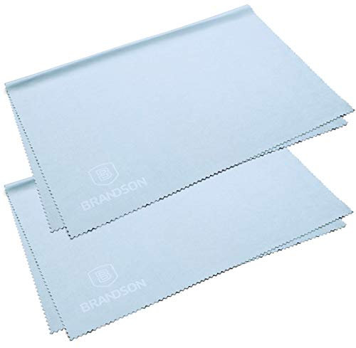 BRANDSON Brillenputztücher XXL (40x30 cm, hellblau, 2 Stück) Brillen Mikrofasertuch groß, waschbar - Mikrofaser Brillentücher, Reinigungstücher für Brille Handy Display etc.