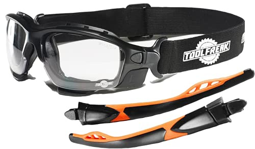 ToolFreak Spoggles - Gafas de seguridad y gafas protectoras combinadas., transparente