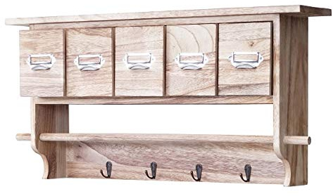 Mendler Küchenregal HWC-C49 mit 5 Schubladen 32x65x13cm - Natur | Haushaltsregal, Regal, Vintage