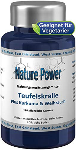 Teufelskralle Kapseln – mit Kurkuma & Weihrauch – Hochdosiert & Natürlich – 120 pflanzliche Kapseln – vegan & gentechnikfrei – von Nature Power
