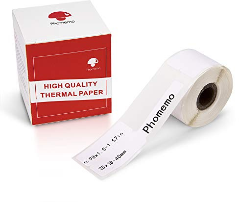 Phomemo M110/M220 Kabeletiketten Selbstklebende, 25x38-40mm, 100 PCS | Phomemo Selbstklebende Thermodirekt Etiketten für M110/M220/M108/M250/M221/M120, für Kabel, Leitungen, Datenkabel, Weiß