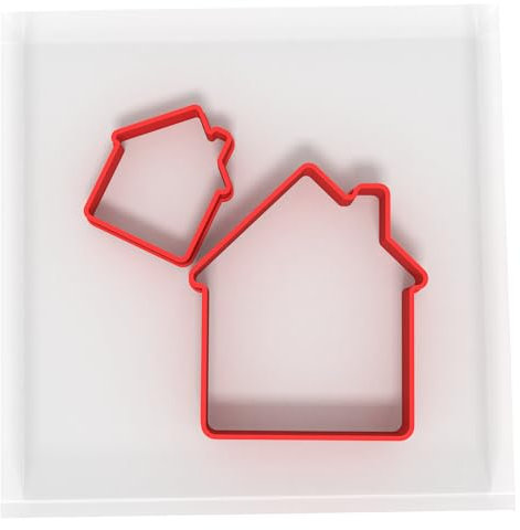 Custom Cutters Emporte-pièces en plastique en forme de maison pour pâtisserie, fondant, argile, pâtisserie, glaçage, bijoux (3 cm + 5 cm)