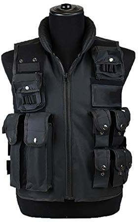 Sutekus Taktische Weste für Outdoor, Paintball, Airsoft, Kampftraining und Kostüm, Schwarz, Größe M