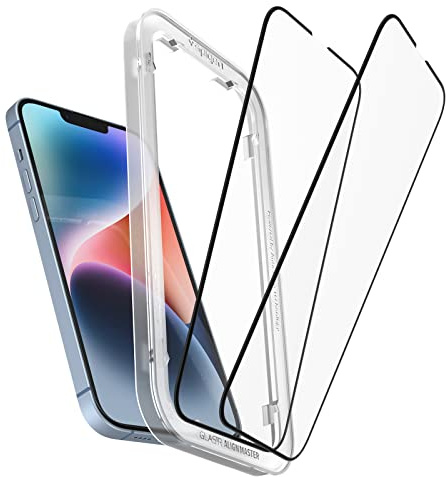 Spigen AlignMaster Schutzfolie kompatibel mit iPhone 14 Plus, iPhone 13 Pro Max, 2 Stück, Volle Abdeckung, Kratzfest, 9H Härte Folie