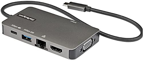 StarTech.com USB-C Multiport Adapter - USB-C to 4K 30Hz HDMI or 1080p VGA - USB Type-C Mini Dock w/ 100W Power Delivery Passthrough, 3-Port USB Hub 5Gbps, GbE - 12 (30cm) Attached Cable (DKT30CHVPD2)