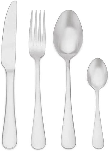 TRANITION-Couverts de Table or en Acier Inoxydable，Ménagère de 24 Pièces pour 6 Personnes, Couteaux et Fourchettes (Inox), (FLORA)