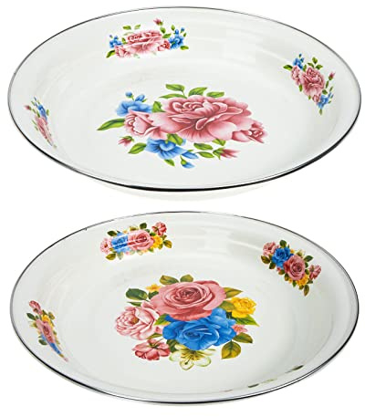 Cabilock 2stücke Vintage Emaille Teller Dicke Servierplatten Für Zuhause Und Hotel Dekorative Geschirrplatten Für Obst Snacks Und Desserts Stilvolle Geschirr Für Besondere Anlässe