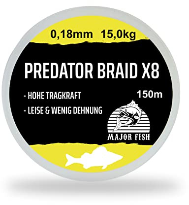 Major Fish Predator Braid 8-Fach geflochtene Angelschnur Lemon Yellow 150 Meter