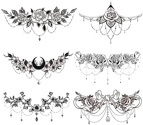 6 Foglie Falso Tattoo Sticker Per Le Donne - Tatuaggi Temporanei Corpo Per Toro, Vita, Schiena E Pancia, Impermeabile