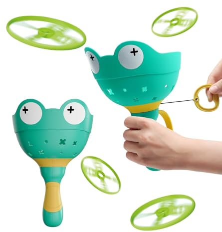 Fullware Flying Disc Launcher, Propeller Spielzeug, 2 Packs & 12 Discs Outdoor Spiele für Kinder ab 3 4 5 6 Jahren, Geschenk für Mädchen Junge Geburtstag Weihnachts, 207Y-1+1