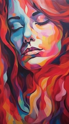 adrium Acryl-Bild 50 x 90 cm: Abstraktes Porträt einer schönen Frau mit roten Haaren. Vektorillustration. (208727832)