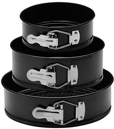 Set di 3 Tortiere a Forma Rotonda, per Cheesecake, Antiaderenti, Set di Teglie a Cerniera, Stampi per Dolci, per Dolci, a Tenuta Stagna, con Fondo Rimovibile