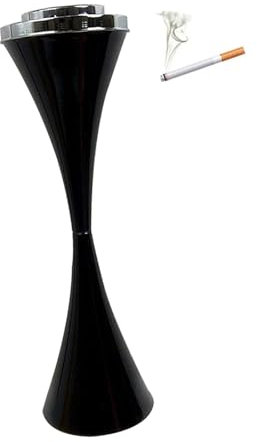 Edelstahl Wandaschenbecher - Outdoor Zigarettenrußsäule, Stehender Aschenbecher Für Den Innenbereich, Außenaschenbecher Für Die Terrasse, Standaschenbecher Mit Deckel Für Zigaretten ( Color : Black )