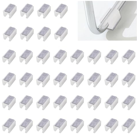 UFURMATE Cuscinetti per sedie, 40 pezzi, 11-12 mm, protezioni per pavimenti in plastica con feltro, a forma di U, protezioni antiscivolo per gambe delle gambe delle sedie a slitta (bianco)