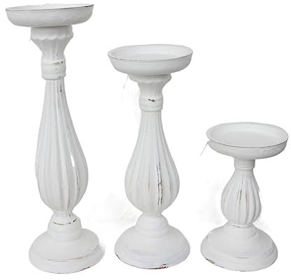 GRFIT Deko Kerzenständer Set Holz Kandelaber Kreativer Kerzenständer Kerzenhalter Blumensäule Ständer Tisch Desktop Dekoration Hochzeitsdekoration Kerzenleuchter (Color : White, Size : Set)