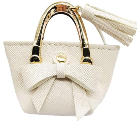 Milageto 1/6 Mini-Handtasche, Miniatur-Einkaufstasche, langlebiges BJD-Puppenzubehör mit Fliege für 12-Zoll-weibliche Actionfiguren-Zubehör, Weiß