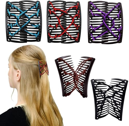 NICENEEDED 5 Stück Dehnbare Haarkammklammern, Elastische Haarspange Mit Kämmen, Doppelkamm-Haarschmuck-Zubehör, Haarnadeln Für Dickes, Langes, Lockiges Haar Halloween