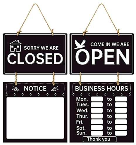 COMFOLIVING 2 Campione Aperto Chiuso per Porta di Business - Segnali di orario Negozio Double Face per Business | Lavagna cancellabile a secco per scrivere, cartello aperto con ore,