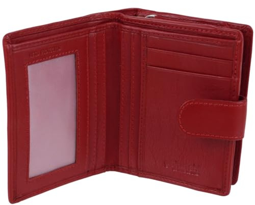 Golunski Kompakte Damen-Geldbörse/Geldbörse aus Leder mit RFID-Schutz – Rot