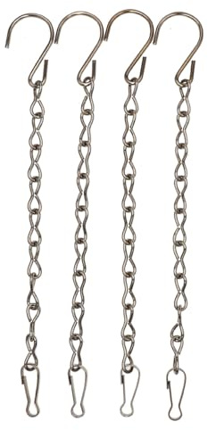 Blausky 2 Stück Hängeketten,Metall Blumenampel Ketten,Hängekorbketten,Metall Ketten mit Haken Clips,Blumentopf Kette,Pflanzenhänger,für Blumentöpfe Vogelhäuschen Windspiele Laternen,Silber,50cm