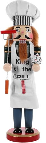 IMIKEYA Funny Nutcracker Figure christmas decoration Chef Nutcracker Puppet with base for kitchen 38cm Wooden nutcracker soldier Ornament for home restaurant Xmas Party Decor