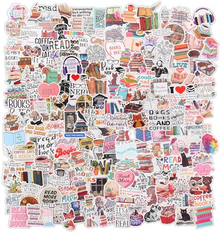 Apdvenk 200 Stück Reading Aufkleber, Scrapbook Stickers, Bookish Sticker, Wasserdichte Vinyl Aufkleber für Wasserflasche Laptop Tagebuch