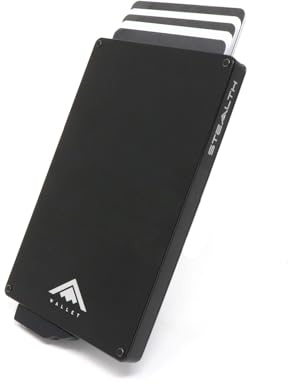 Stealth Wallet - Cartera Delgada, Ligera y Minimalista con Tarjetero - Carteras Emergentes Seguras con Tarjeteros con Bloqueo RFID/NFC y Caja de Regalo (Tarjetero Negro)