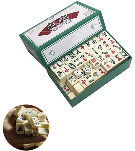 Mini Mahjong Game - Portable Chinese Traditional Set with 144 Tiles and 2 Dice