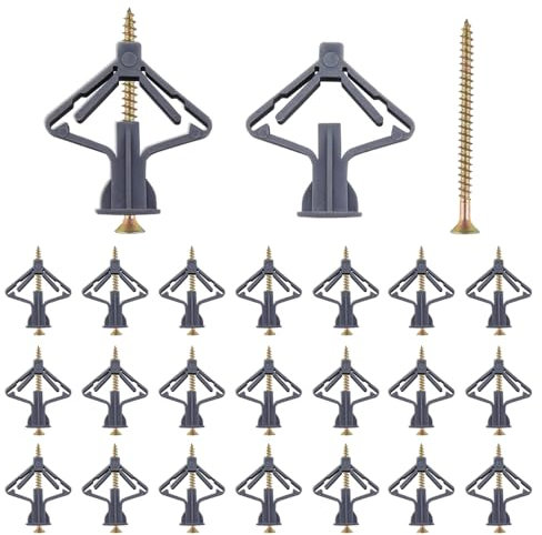 Plasterboard Wall Plugs Set -30pcs Plasterboard Fixings, Heavy Duty Expansion Tube for Strong Hold Hollow Drywall Fixings