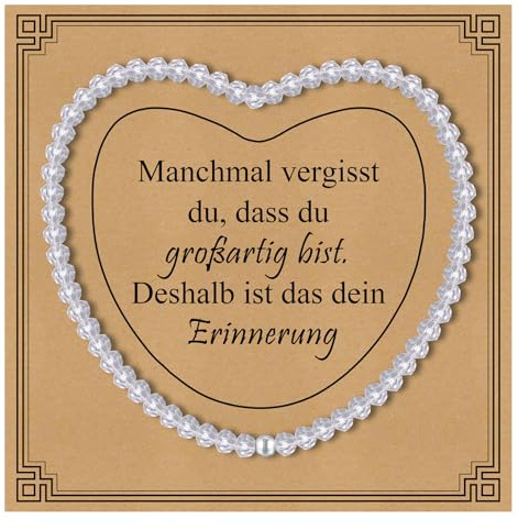 Geschenke für Frauen Edelstein Armband Damen - 4mm Bergkristall Armband Schwarzer Turmalin Armband mit S925 Perlenarmband Herzkarte Geschenke Beste Freundin Teenager Mädchen Frau Geburtstagsgeschenk