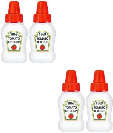 Ymhapp Mini-Ketchup-Flaschen für Bento-Box-Zubehör, Gewürz-Quetschflaschen, leere Kunststoff-Salatdressing-Behälter, Tomaten, Ketchup, Gewürze, Squirt-Glas für Saucen, Sirup, 25 ml, 4 Stück