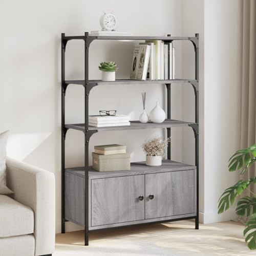 WSJHUHK Meubles, étagères, bibliothèques et étagères debout, bibliothèque à 3 niveaux, gris Sonoma, 70 x 30 x 109,5 cm, bois d'ingénierie