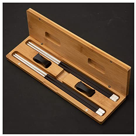 MJMLUCK Palillos de Madera Maciza de Plata de Ley 999, 2 Pares, Reutilizables, para Uso Personal o Regalo, Ideales para Bodas y Cocina.