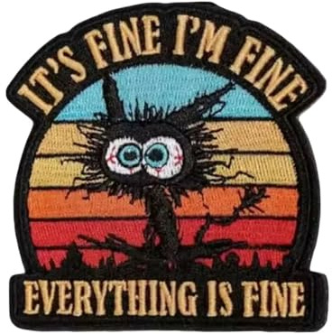 Klett Patches EVERYTHING IS FINE Lustig Patches Süße Katze Klett MilitäR Taktisch Aufnäher Patch Für Taktische Kleidung Rucksack Baseballkappe Weste